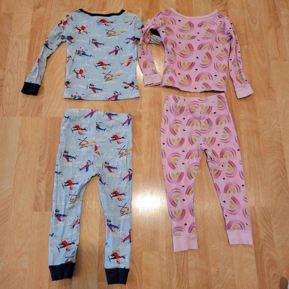Wonder Nation 2 Piece Long Sleeve Pajama Bundle Airplanes Rainbows Size 3T